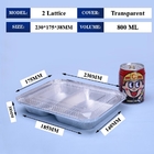 800ML Aluminum Foil Lunch Box 230mm*175mm*38mm bán buôn Thang chứa Quad Pans chất lượng cao 2 Lattice