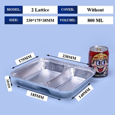 800ML Aluminum Foil Lunch Box 230mm*175mm*38mm bán buôn Thang chứa Quad Pans chất lượng cao 2 Lattice