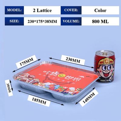 800ML Aluminum Foil Lunch Box 230mm*175mm*38mm bán buôn Thang chứa Quad Pans chất lượng cao 2 Lattice