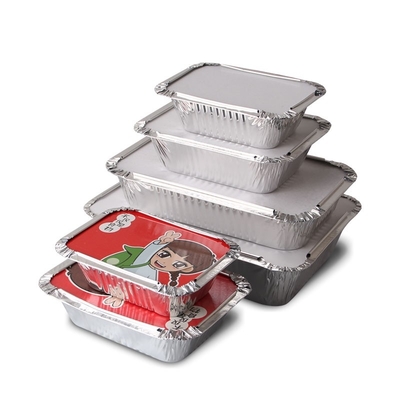 190*110*45MM Bao bì thực phẩm Bàn bếp thực phẩm 500ml Thẻ hộp với nắp nhôm Thùng dùng một lần Thùng chứa nhôm