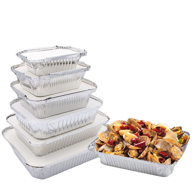 Hàng hóa chất lượng cao bán buôn tùy chỉnh tái chế bao bì thực phẩm dùng một lần thùng nhôm đĩa giấy thạch cao phục vụ ăn uống thùng nhôm