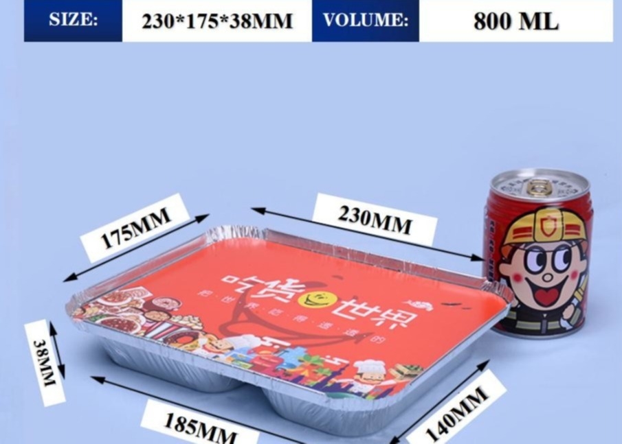 Màu vàng tường mịn nhôm giấy chứa thực phẩm khay với nắp niêm phong nắp nhựa CREC620 Yysm